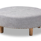 Baxton Studio Vinet Modern and Contemporary Light Gray Fabric Upholstered Natural Wood Cocktail Ottoman