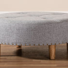 Baxton Studio Vinet Modern and Contemporary Light Gray Fabric Upholstered Natural Wood Cocktail Ottoman