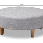 Baxton Studio Vinet Modern and Contemporary Light Gray Fabric Upholstered Natural Wood Cocktail Ottoman