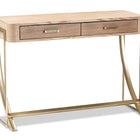 Baxton Studio Lafoy Modern and Contemporary Natural Brown Finished Wood and Gold Finished 2-Drawer Console Table