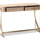 Baxton Studio Lafoy Modern and Contemporary Natural Brown Finished Wood and Gold Finished 2-Drawer Console Table