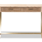 Baxton Studio Lafoy Modern and Contemporary Natural Brown Finished Wood and Gold Finished 2-Drawer Console Table