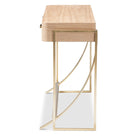 Baxton Studio Lafoy Modern and Contemporary Natural Brown Finished Wood and Gold Finished 2-Drawer Console Table