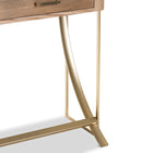 Baxton Studio Lafoy Modern and Contemporary Natural Brown Finished Wood and Gold Finished 2-Drawer Console Table