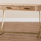 Baxton Studio Lafoy Modern and Contemporary Natural Brown Finished Wood and Gold Finished 2-Drawer Console Table
