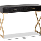 Baxton Studio Carville Modern and Contemporary Dark Brown Faux Leather Upholstered Gold Finished 2-Drawer Console Table