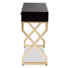 Baxton Studio Carville Modern and Contemporary Dark Brown Faux Leather Upholstered Gold Finished 2-Drawer Console Table