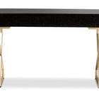 Baxton Studio Carville Modern and Contemporary Dark Brown Faux Leather Upholstered Gold Finished 2-Drawer Console Table