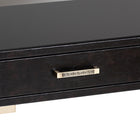 Baxton Studio Carville Modern and Contemporary Dark Brown Faux Leather Upholstered Gold Finished 2-Drawer Console Table