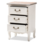 Baxton Studio Capucine Antique French Country Cottage Two Tone Natural Whitewashed Oak and White Finished Wood 3-Drawer End Table