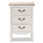 Baxton Studio Capucine Antique French Country Cottage Two Tone Natural Whitewashed Oak and White Finished Wood 3-Drawer End Table