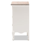 Baxton Studio Capucine Antique French Country Cottage Two Tone Natural Whitewashed Oak and White Finished Wood 3-Drawer End Table