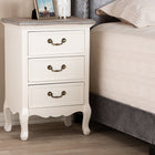 Baxton Studio Capucine Antique French Country Cottage Two Tone Natural Whitewashed Oak and White Finished Wood 3-Drawer End Table