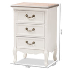 Baxton Studio Capucine Antique French Country Cottage Two Tone Natural Whitewashed Oak and White Finished Wood 3-Drawer End Table