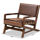 Baxton Studio Rovelyn Rustic Brown Faux Leather Upholstered Walnut Finished Wood Lounge Chair