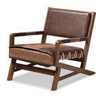Baxton Studio Rovelyn Rustic Brown Faux Leather Upholstered Walnut Finished Wood Lounge Chair