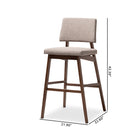 Baxton Studio Colton Mid-Century Modern Light Gray Fabric Upholstered and Walnut-Finished Wood Bar Stool Set of 2