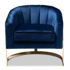 Baxton Studio Tomasso Glam Royal Blue Velvet Fabric Upholstered Gold-Finished Lounge Chair