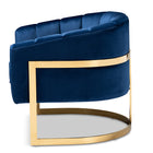 Baxton Studio Tomasso Glam Royal Blue Velvet Fabric Upholstered Gold-Finished Lounge Chair