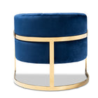 Baxton Studio Tomasso Glam Royal Blue Velvet Fabric Upholstered Gold-Finished Lounge Chair