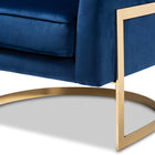 Baxton Studio Tomasso Glam Royal Blue Velvet Fabric Upholstered Gold-Finished Lounge Chair