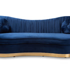 Baxton Studio Nevena Glam Royal Blue Velvet Fabric Upholstered Gold-Finished Sofa