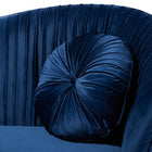Baxton Studio Nevena Glam Royal Blue Velvet Fabric Upholstered Gold-Finished Sofa