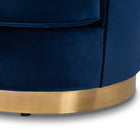 Baxton Studio Nevena Glam Royal Blue Velvet Fabric Upholstered Gold-Finished Sofa