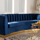 Baxton Studio Milena Glam Royal Blue Velvet Fabric Upholstered Gold-Finished Sofa