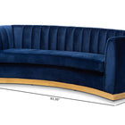 Baxton Studio Milena Glam Royal Blue Velvet Fabric Upholstered Gold-Finished Sofa