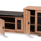 Baxton Studio Valina Modern and Contemporary Dark Brown Faux Leather Upholstered 2-Door Wood Shoe Storage Bench with Cabinet