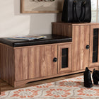 Baxton Studio Valina Modern and Contemporary Dark Brown Faux Leather Upholstered 2-Door Wood Shoe Storage Bench with Cabinet