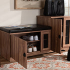 Baxton Studio Valina Modern and Contemporary Dark Brown Faux Leather Upholstered 2-Door Wood Shoe Storage Bench with Cabinet