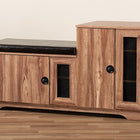 Baxton Studio Valina Modern and Contemporary Dark Brown Faux Leather Upholstered 2-Door Wood Shoe Storage Bench with Cabinet
