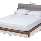 Baxton Studio Sante Mid-Century Modern Grey Fabric Upholstered Wood King Size Platform Bed