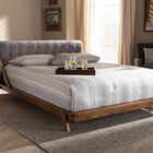 Baxton Studio Sante Mid-Century Modern Grey Fabric Upholstered Wood King Size Platform Bed