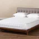Baxton Studio Sante Mid-Century Modern Grey Fabric Upholstered Wood Queen Size Platform Bed