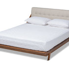Baxton Studio Sante Mid-Century Modern Light Beige Fabric Upholstered Wood King Size Platform Bed