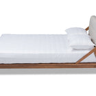 Baxton Studio Sante Mid-Century Modern Light Beige Fabric Upholstered Wood Queen Size Platform Bed
