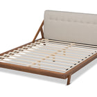 Baxton Studio Sante Mid-Century Modern Light Beige Fabric Upholstered Wood Full Size Platform Bed