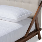 Baxton Studio Sante Mid-Century Modern Light Beige Fabric Upholstered Wood Full Size Platform Bed