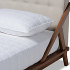 Baxton Studio Sante Mid-Century Modern Light Beige Fabric Upholstered Wood Queen Size Platform Bed