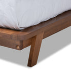 Baxton Studio Sante Mid-Century Modern Light Beige Fabric Upholstered Wood Full Size Platform Bed