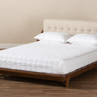Baxton Studio Sante Mid-Century Modern Light Beige Fabric Upholstered Wood King Size Platform Bed