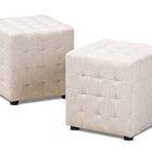 Baxton Studio Elladio Modern and Contemporary Beige Fabric Upholstered Tufted Cube Ottoman Set of 2