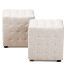 Baxton Studio Elladio Modern and Contemporary Beige Fabric Upholstered Tufted Cube Ottoman Set of 2