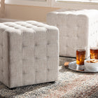 Baxton Studio Elladio Modern and Contemporary Beige Fabric Upholstered Tufted Cube Ottoman Set of 2