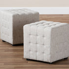 Baxton Studio Elladio Modern and Contemporary Beige Fabric Upholstered Tufted Cube Ottoman Set of 2