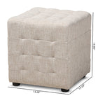 Baxton Studio Elladio Modern and Contemporary Beige Fabric Upholstered Tufted Cube Ottoman Set of 2