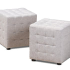Baxton Studio Elladio Modern and Contemporary Greyish Beige Fabric Upholstered Tufted Cube Ottoman Set of 2